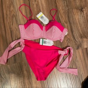 Pink striped bikini NWT Jessica Simpson MEDIUM LARGE